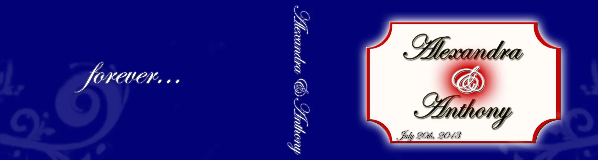 Custom wedding flipbook cover for Frisbie Wedding