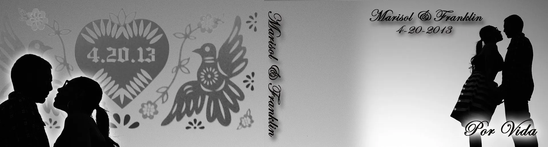 Custom wedding flipbook cover for Marisol and Franklin