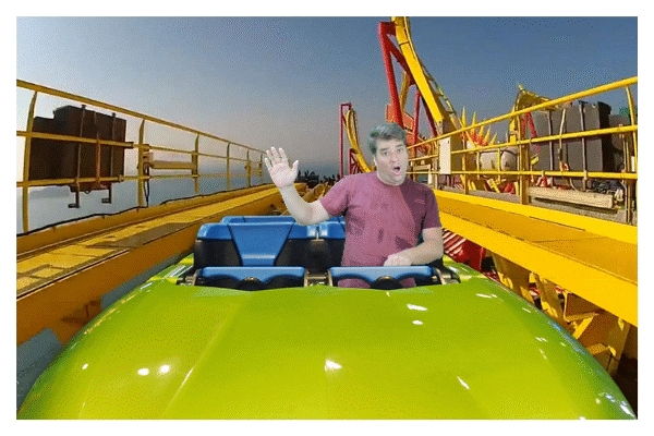 Animated GIF booth example with action pose and custom background