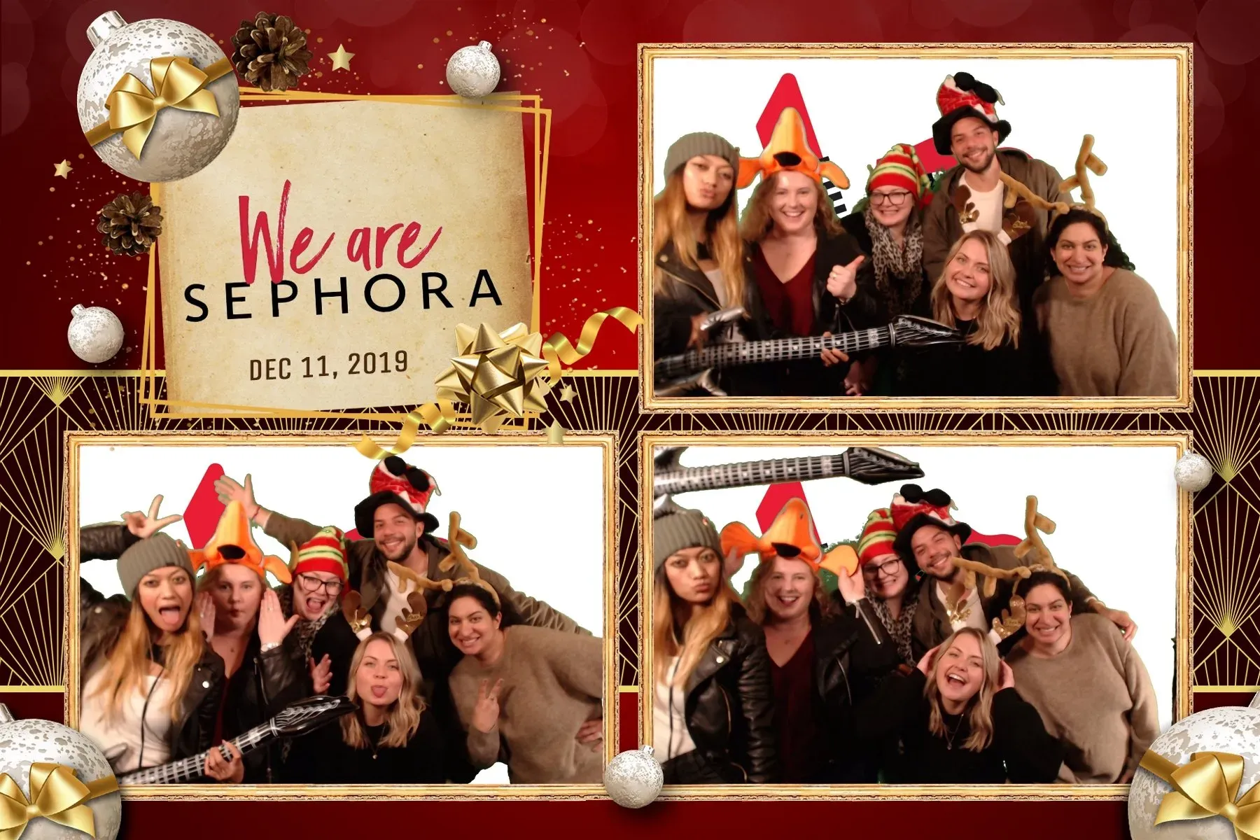 Custom holiday party theme design at a company December party